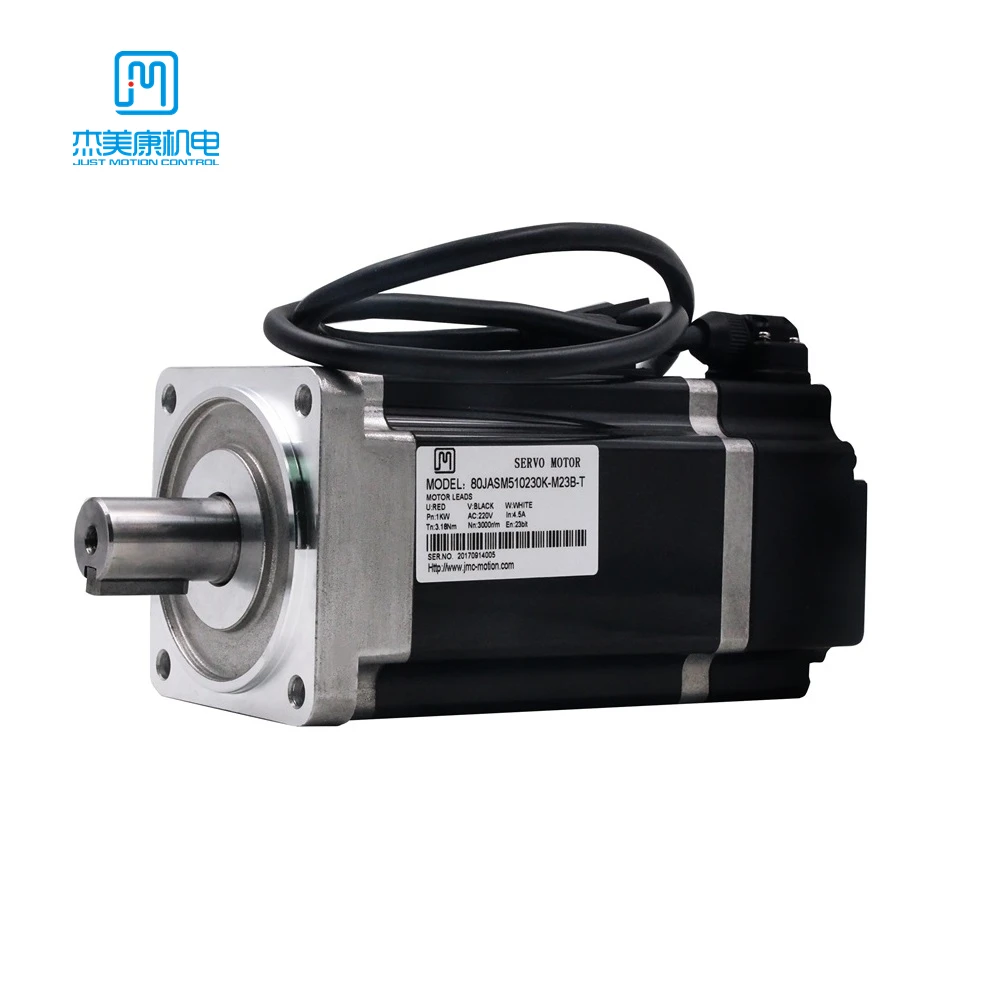 JMC 80mm 3-Phase 1000W 220V AC Servo Motor 23BIT Absolute Encoder 3000RPM for CNC Router Engraving Cutting Milling Machine Kits