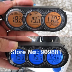 Brand New LCD Screen Car Inside Outside Thermometer Vehicle Temperature Clock Calendar Voltage Monitor Blue/Orange Backlight