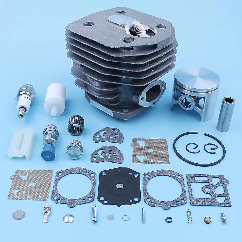 Imagem -02 - Cilindro Pistão Rolamento Carb Kit para Motosserra Husqvarna Spark Plug Peça Sobresselente do Filtro de Combustível de Descompressão 45 mm 154 254 154xp 254xp