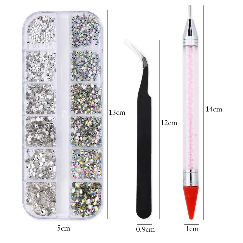 Hot New Multi-Size Nail Rhinestones 3D Crystal AB DIY Nail Art Decorations crystal diamond gem 3D glitter Nail Beauty