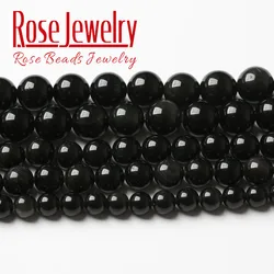 A+ Natural Black Obsidian Stone Beads For Jewelry Making Round Loose Beads Diy Bracelet Accessories 6 8 10 12 14 16mm 15