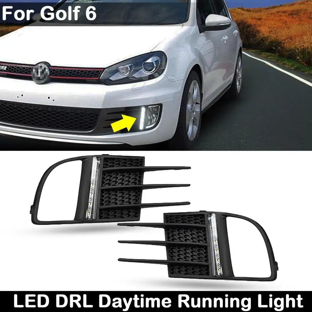 

2 шт. светодиодные DRL дневные ходовые огни для VW Golf VI GTI 2009-2012, передняя часть автомобиля, высокая яркость, направляющая дневного света