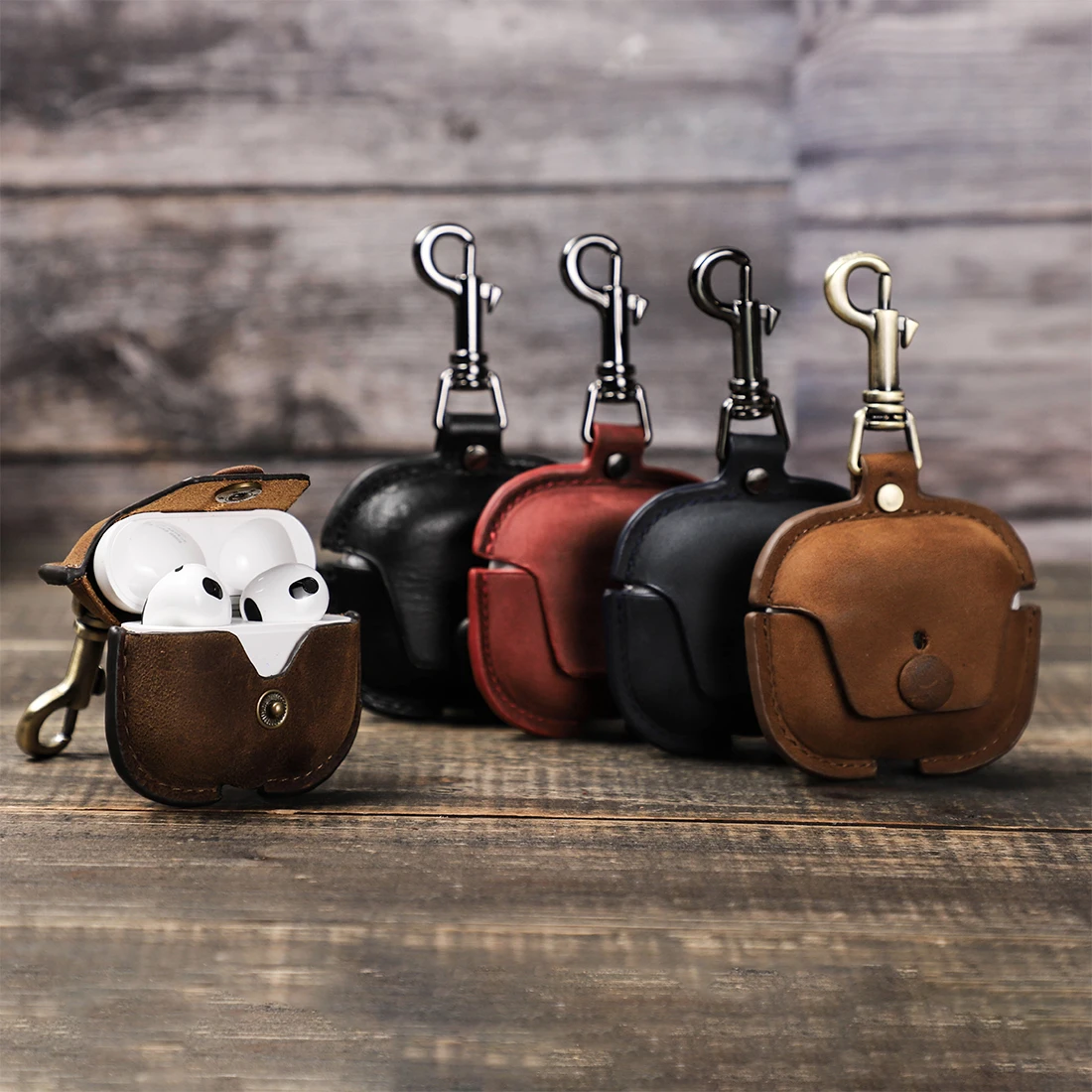 Genuine Leather Cover For Airpods 3 Case 2021 Anti-fall mini bag For Apple AirPod 3 Accessories Wireless Earphone With Keychain