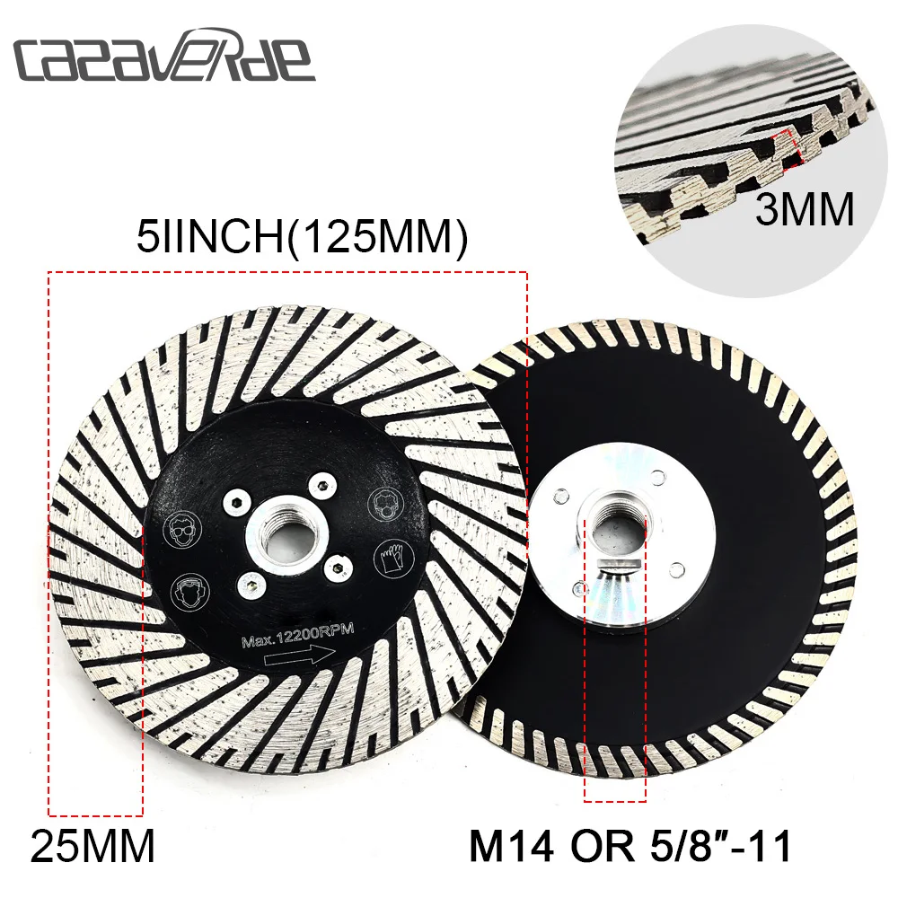 5インチ円形研削ディスク,125mm,ストーンダイヤモンド用フランジ付き
