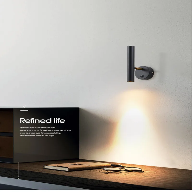 

COB 5W Minimalist Bedroom Bedside Lamp Modern Creative Aluminum Study Reading Lamp Corridor Aisle Lamp Nordic Designer Wall Lamp