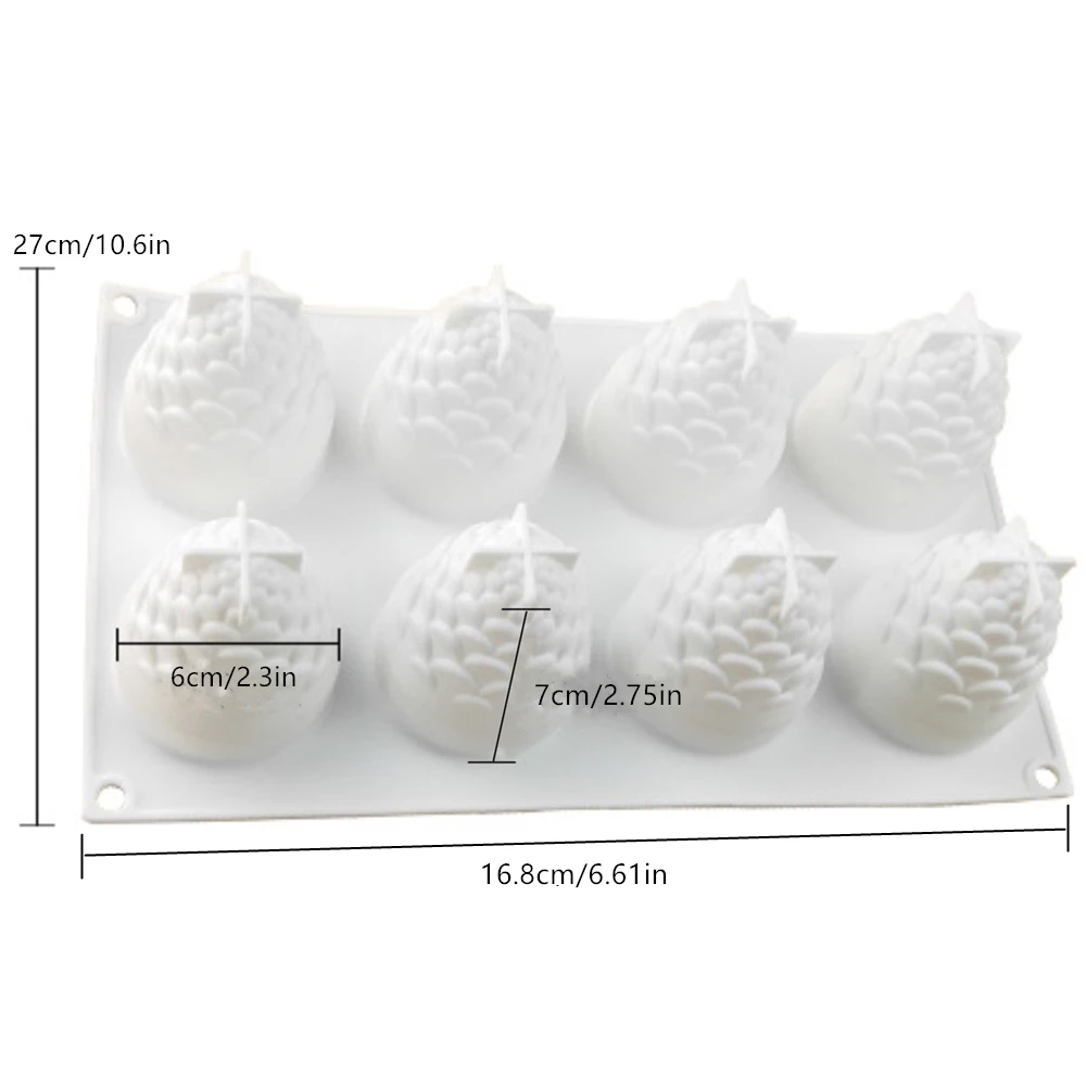 3D Cake Decorating Tools Silicone Molds 6 Holes Pinecones Shape Baking Tool For Chocolate Cakes Mousse Ice Cream Dessert