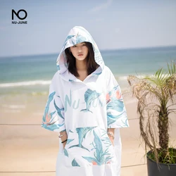 Nu-june-Bata cambiante con estampado de microfibra para hombre y mujer, Toalla de baño con capucha para exteriores, Poncho de playa, bata de baño para natación y buceo