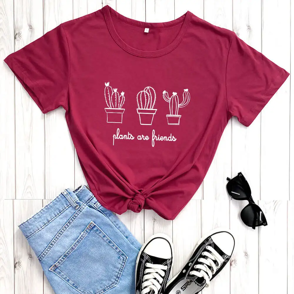 

Plants Are Friends Shirt New Arrival 100%Cotton Funny T Shirt Protect The Earth Shirt Vegan Shirts Save The Planet Shirts