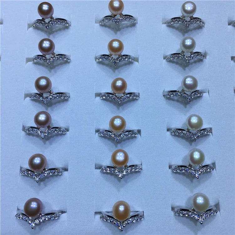 Wholesale 10pcs/lot HOT CHEAP Real Freshwater Pearl Ring Adjustable Finger Ring Free Size Ring Jewelry Nice Party Gift