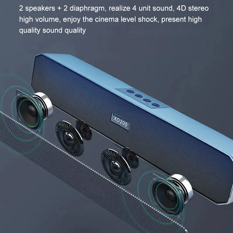 Poderoso Barra de sonido inalámbrico caja de sonido para parlantes de Audio centro de teatro en casa Subwoofer estéreo Bluetooth PC FM Radio AUX