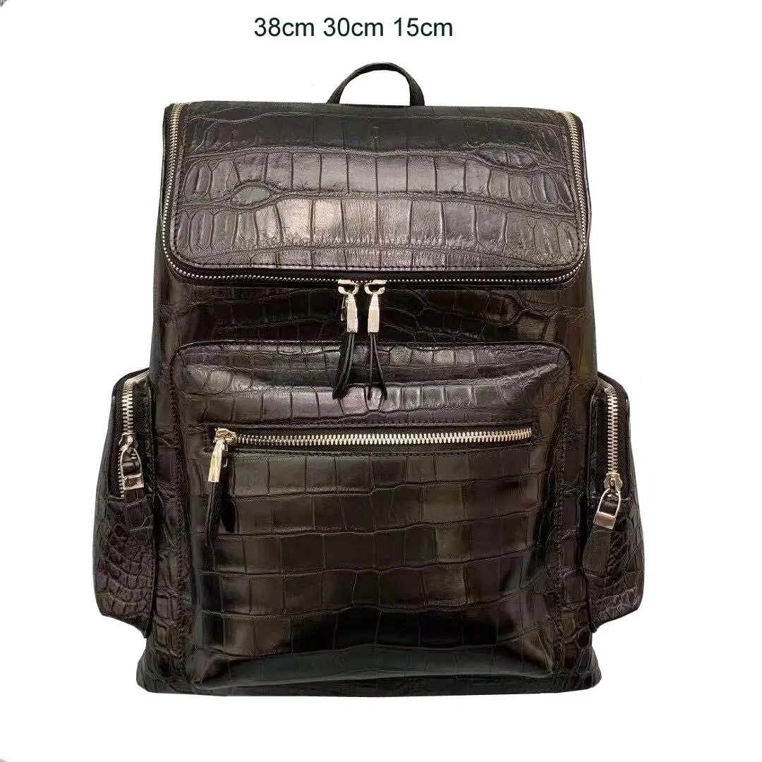 fanzunxing new arrival men backpack men crocodile leather bag crocodile double shoulder bag for male