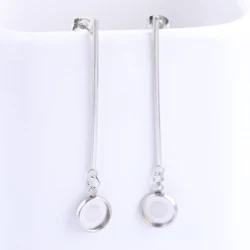 10pcs Stainless Steel Bar Shape Earring Post Findings 8mm 12mm Cabochon Base Setting Blanks Diy Bezels For Earrings Making