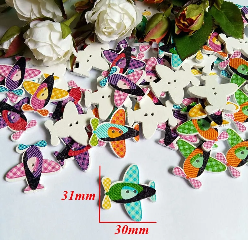 30pcs mixed Style Children Button DIY handmade decorative buckle cartoon wooden buttons wooden sewing button