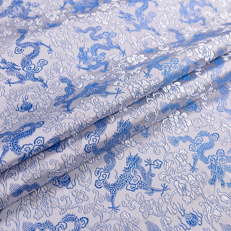 Chinese brocade satin jacquard fabric  for cheongsam and kimono dragon pattern fabric