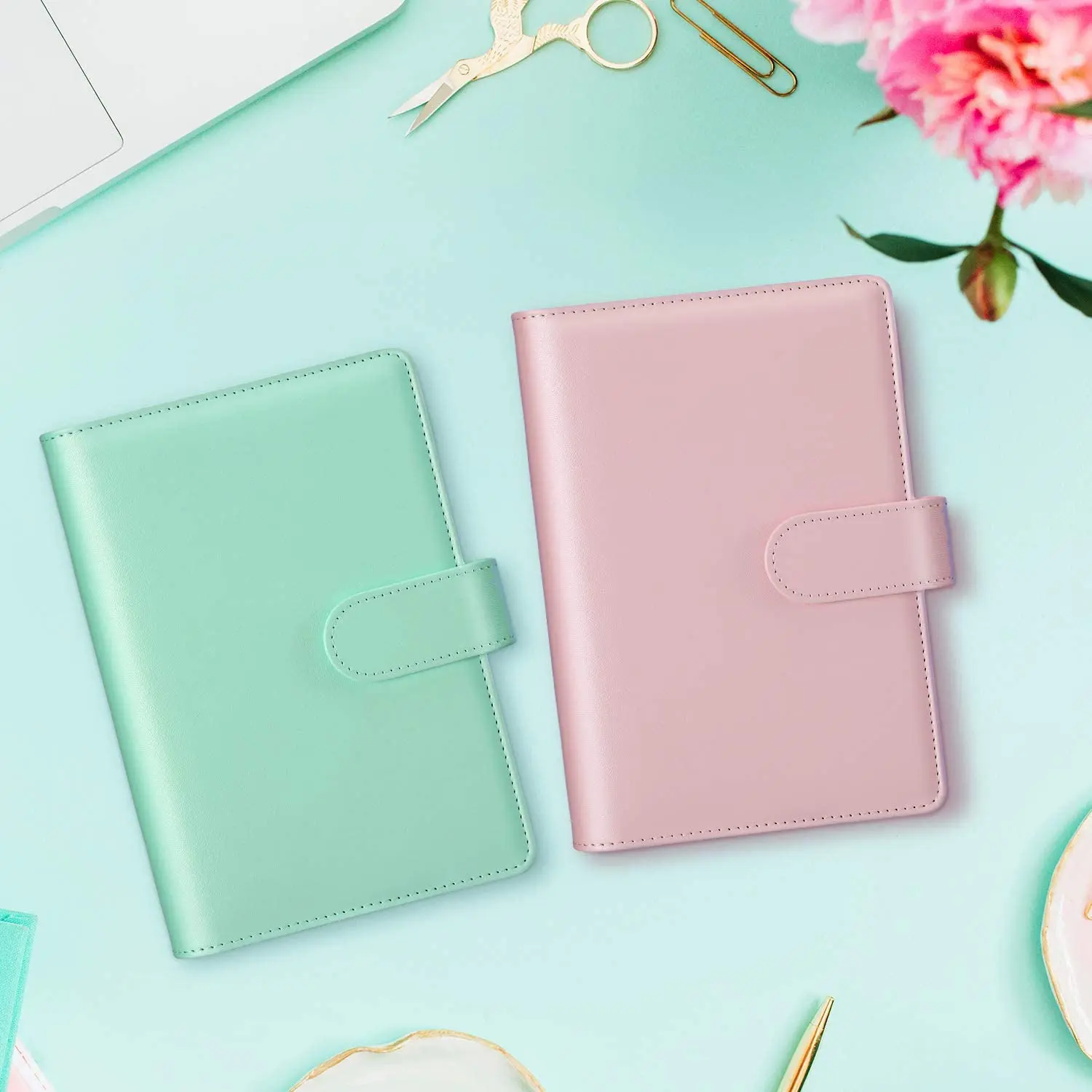 New A5 PU Leather Notebook Binder Refillable 6 Ring Binder for  Loose Leaf Personal Planner Organizer Cover with Magnetic Buckle