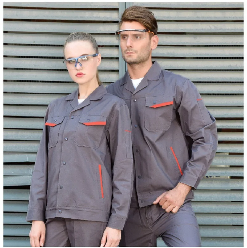 Imagem -05 - Uniforme de Soldadura para Homens e Mulheres 100 Algodão Roupa de Soldadura Jaqueta e Calça Fina Máquina Soldador Reparador Oficina Automática Durável Oficina Verão