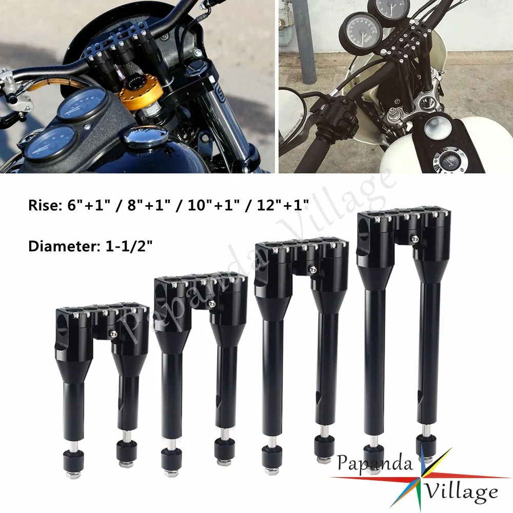 

For Harley Low Rider Fat Bob Street Bob FXBB Dyna FXD Handlebar Riser 38mm 1-1/2" Top Clamp 6" 8" 10" 12" Modular Risers Kit