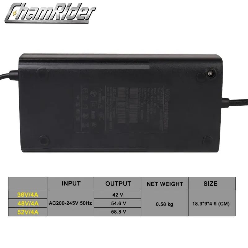 Lithium Li-ion Battery Charger Pack Charger, Electric Bike, DC, XLR, RCA Plug, USA, EU, 36V, 42V, 48V, 54.6V, 52V, 58.8V