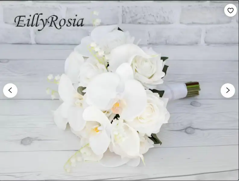 EillyRosia White Bridal Bouquet Wedding Flowers Artificial Roses Cala Lily of the valley Phalaenopsis Orchid Bride Bouquet New