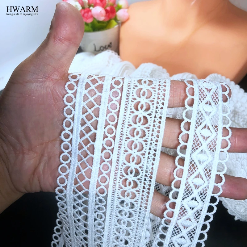 10yard New white water soluble bar code milk silk embroidery lace DIY african lace fabric trim sewing wedding dress accessories