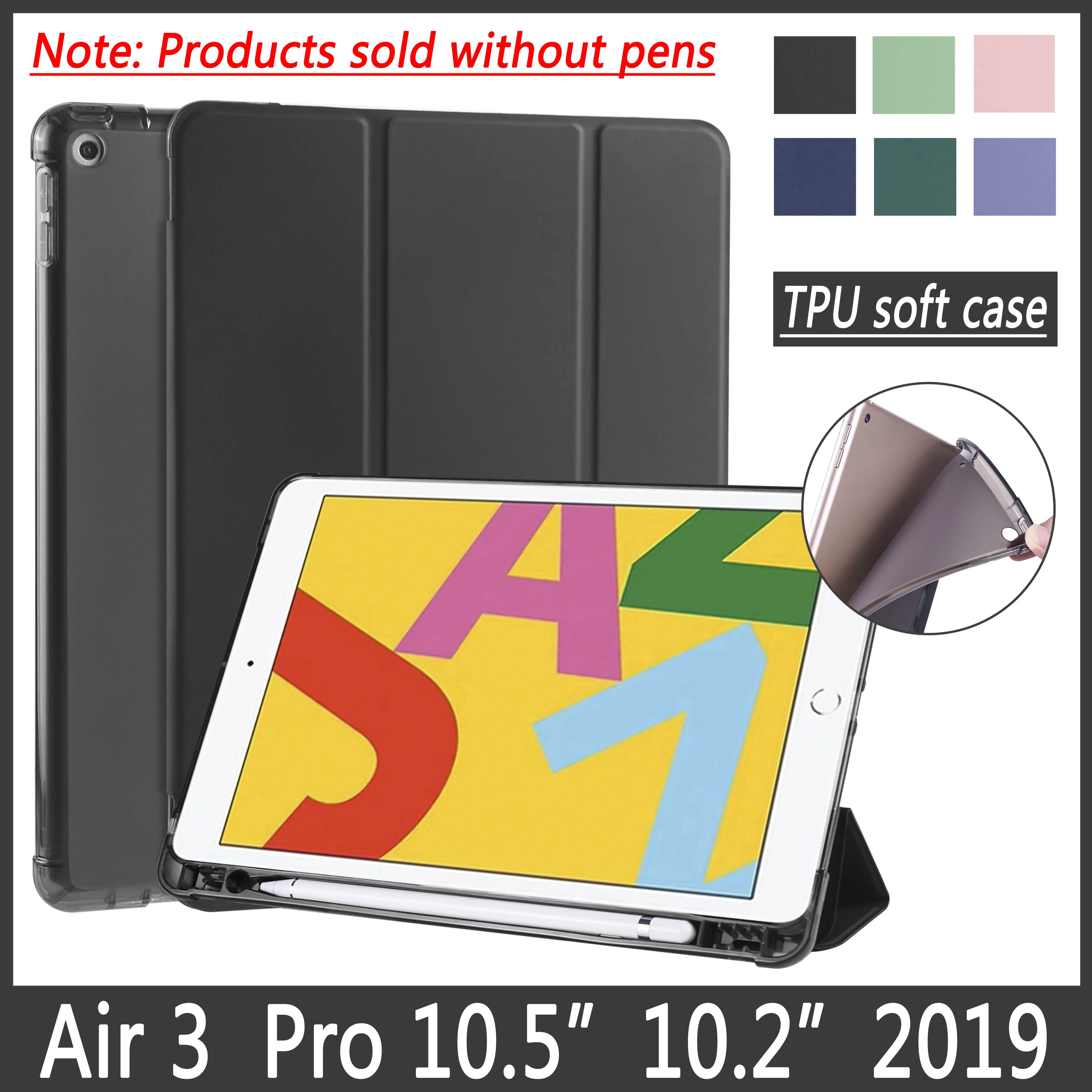 

Case for iPad air 3 10.5 inch with pencil holder cover Pro 10.5 " 10.2 inch 2019 for iPad 7th generation smart sleep wake shell