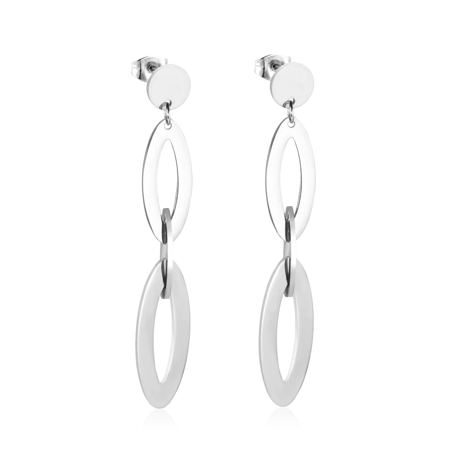 LUXUSTEEL aretes Stainless Steel Geometry Drop Earrings Women Statement Jewelry Golden Color Push Back Jewelry Party