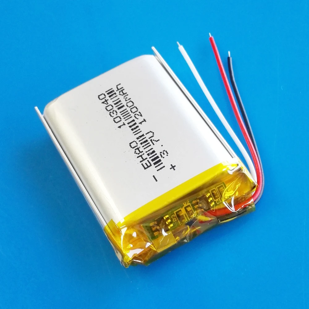 EHAO 103040 3.7V 1200mAh Lipo Polymer Lithium Rechargeable battery with 3 wires For MP3 GPS DVD  Recorder Headset E-book Camera