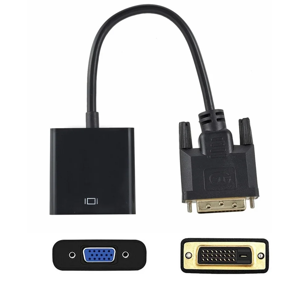 BGGQGG  DVI Male to VGA Female Adapter Full HD 1080P DVI to VGA Adapter 25Pin to 15Pin Cable Converter for PC Computer Monitor