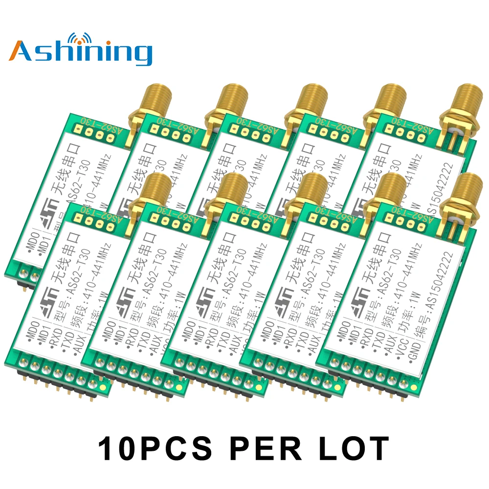 10pcs 433mhz 500mW LoRa Sx1278 AS62-T30 Wireless Long Range Transmitter Receiver RF Module FEC