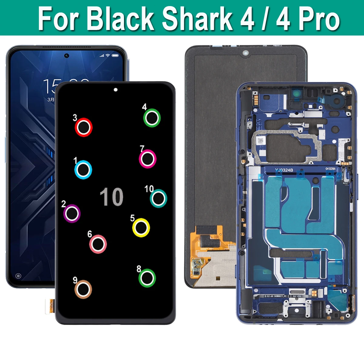 Display LCD Touch Screen Digitizer Assembly For Xiaomi Black Shark 4 Pro SHARK PRS-H0 PRS-A0 KSR-A0 Display Parts