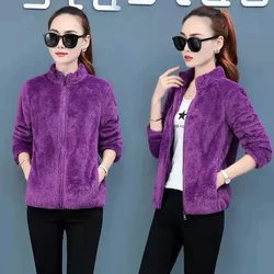 Autumn Winter Women Tops 2023 Fleece Short Female Coats Long-Sleeved Fleece Thickened Coral Fleece Warm Sweater Fleece Soft Coat