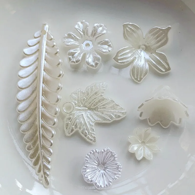 Pearl White Beads Jewelry Making Discovery Hat Embroidery DIY Accessories Wholesale Many Flower-shaped Leaves Available