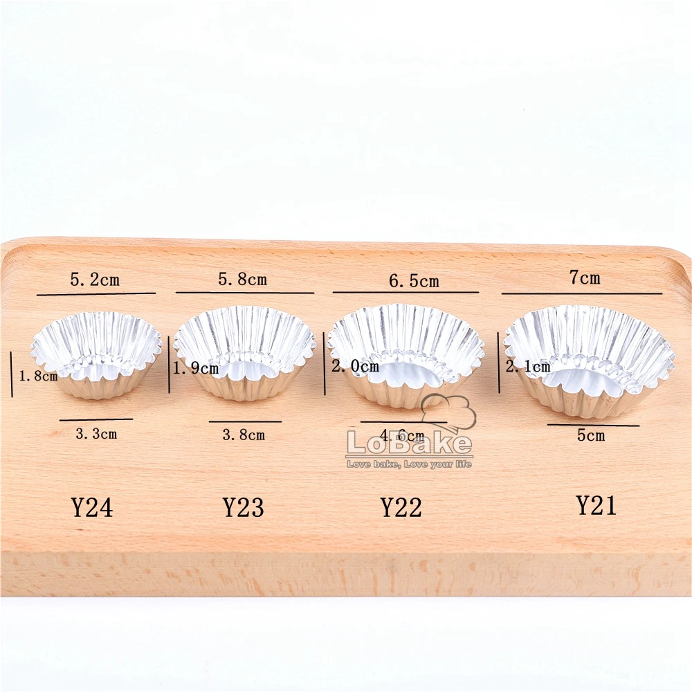 40pcs/lot 4 sizes 5.2, 5.8, 6.5, 7cm diameter sun flower aluminium egg tart mold cupcake moulds holder grill oven bakery tools