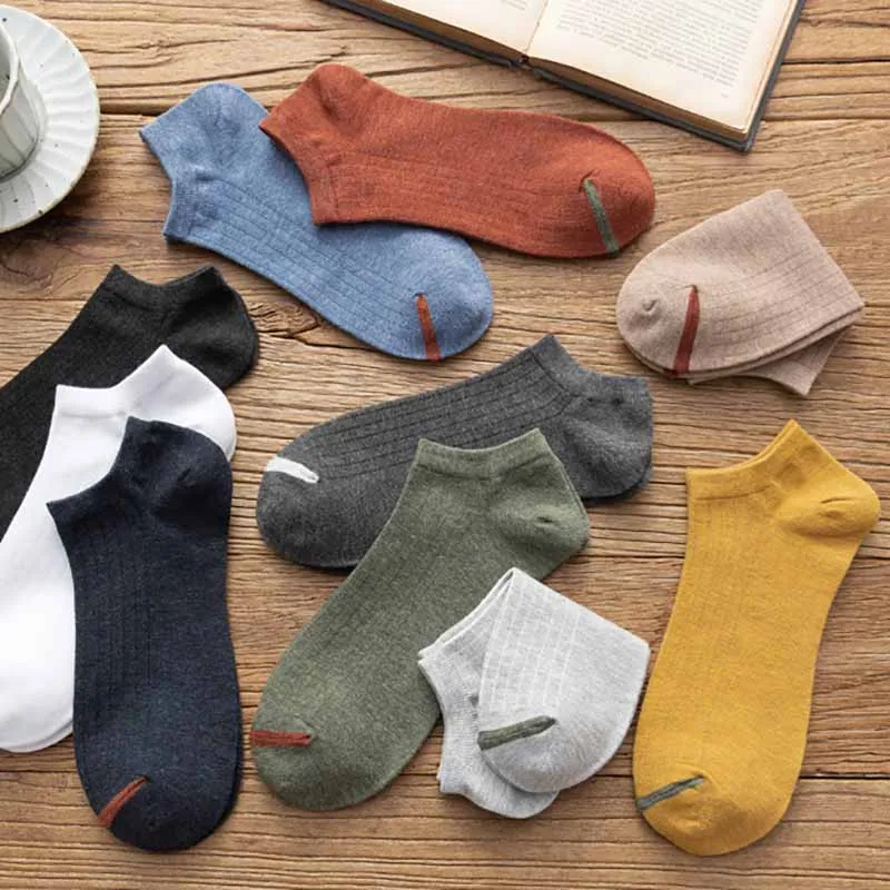 Mens Socks Plus Size Low Cut Candy Solid Color Slippers Cotton Men's Calcetines Summer Invisible Oversize Ankle Socks Sox Man