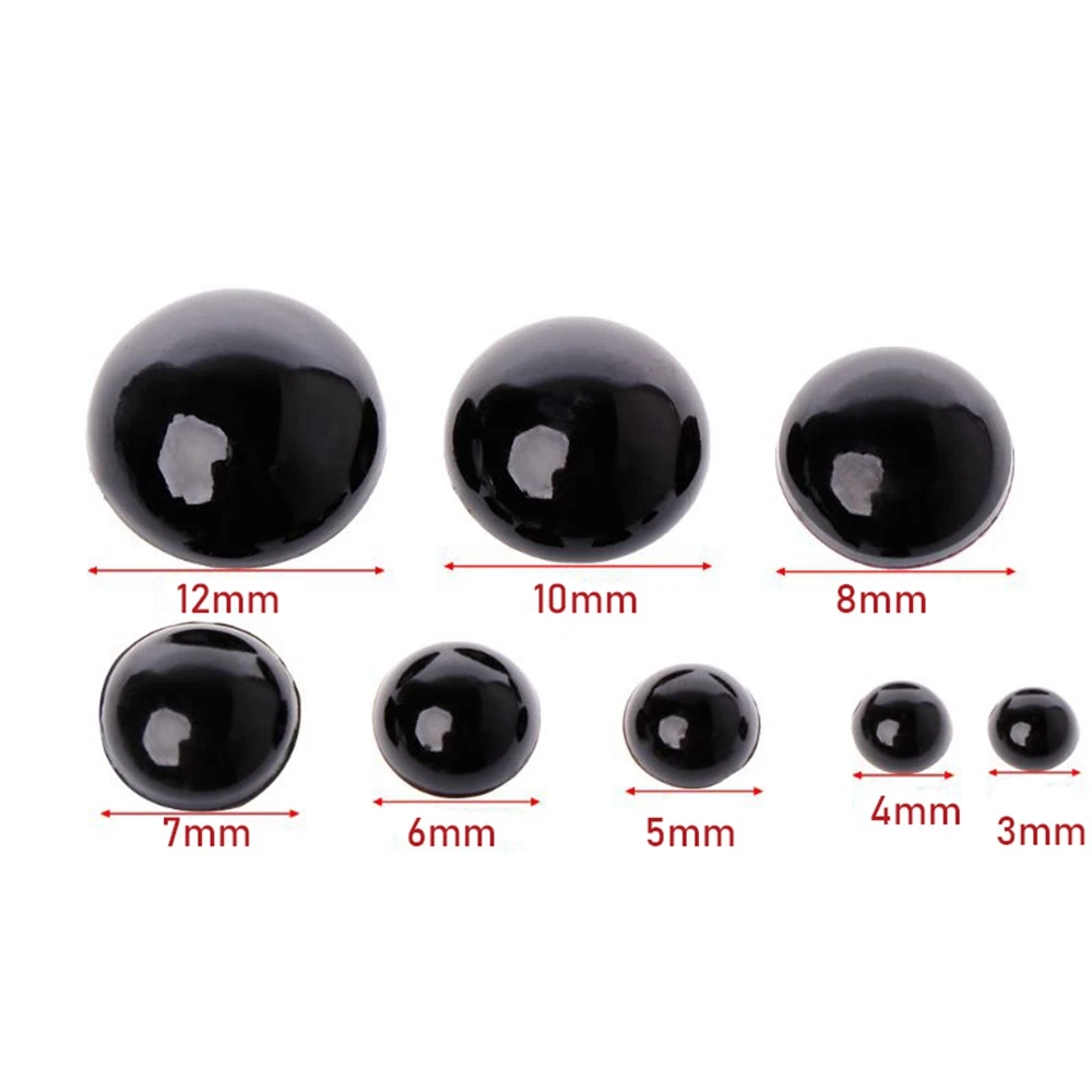 100pcs/Pack 3-12mm Black Plastic Safety Eyes For Bear Doll Animal Puppet Crafts Children Kids DIY Toys Dolls Accessories Gift