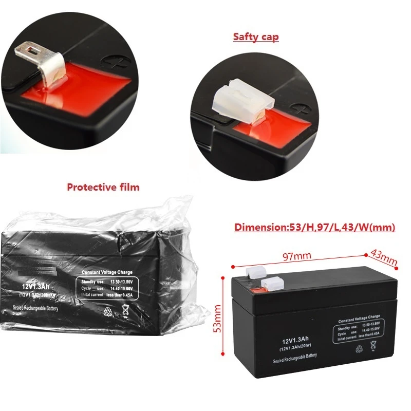 12V 1.3AH bateria 12V1.3AH dla dziecięcy samochód zabawkowy nosidełko dla dziecka waga elektroniczna biurko LED Light akumulator kwasowo-ołowiowy