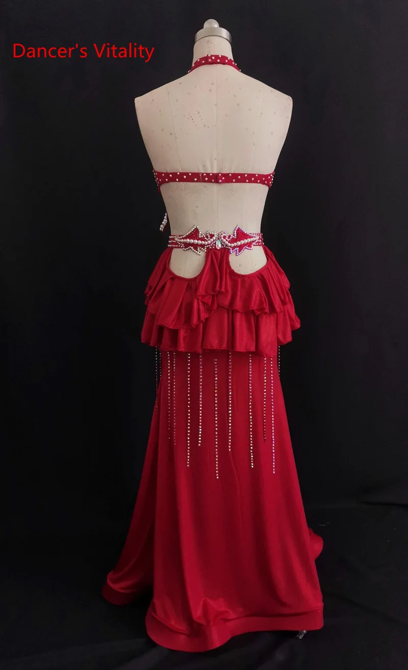 Belly Dance Bra Or Skirt Diamond-Studded Top Tassel Drill Split Long Skirt Performance Clothes Woman Oriental Dancing Clothing