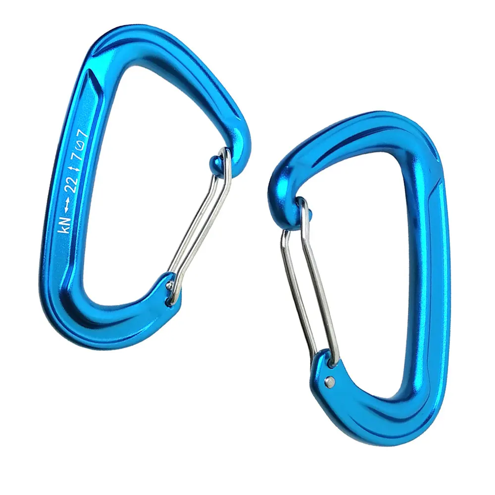 22KN Cammping Hiking Carabiner Aluminium Wire Gate Lock Rock Carabiner for Climbing Hiking Dog Hammock Spring Snap Hook