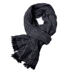 Male Brand Winter Scarf Men Warm Soft Tassel Bufanda Casual Cotton Linen Crinkle Men'S Scarves Shawl Black Navy Man Scarfs