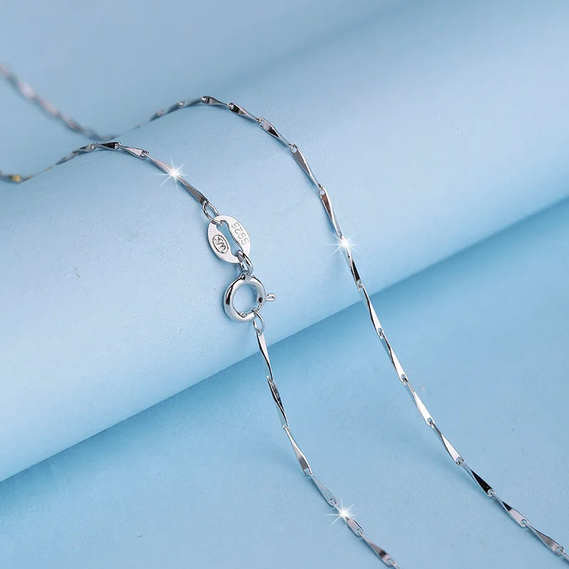 MIQIAO 925 Sterling Silver Melon Seed Chain Long 40 45 50 55 60 CM Width 0.7 0.8 1.2 MM Gold Rose Necklace Pendant Accessories
