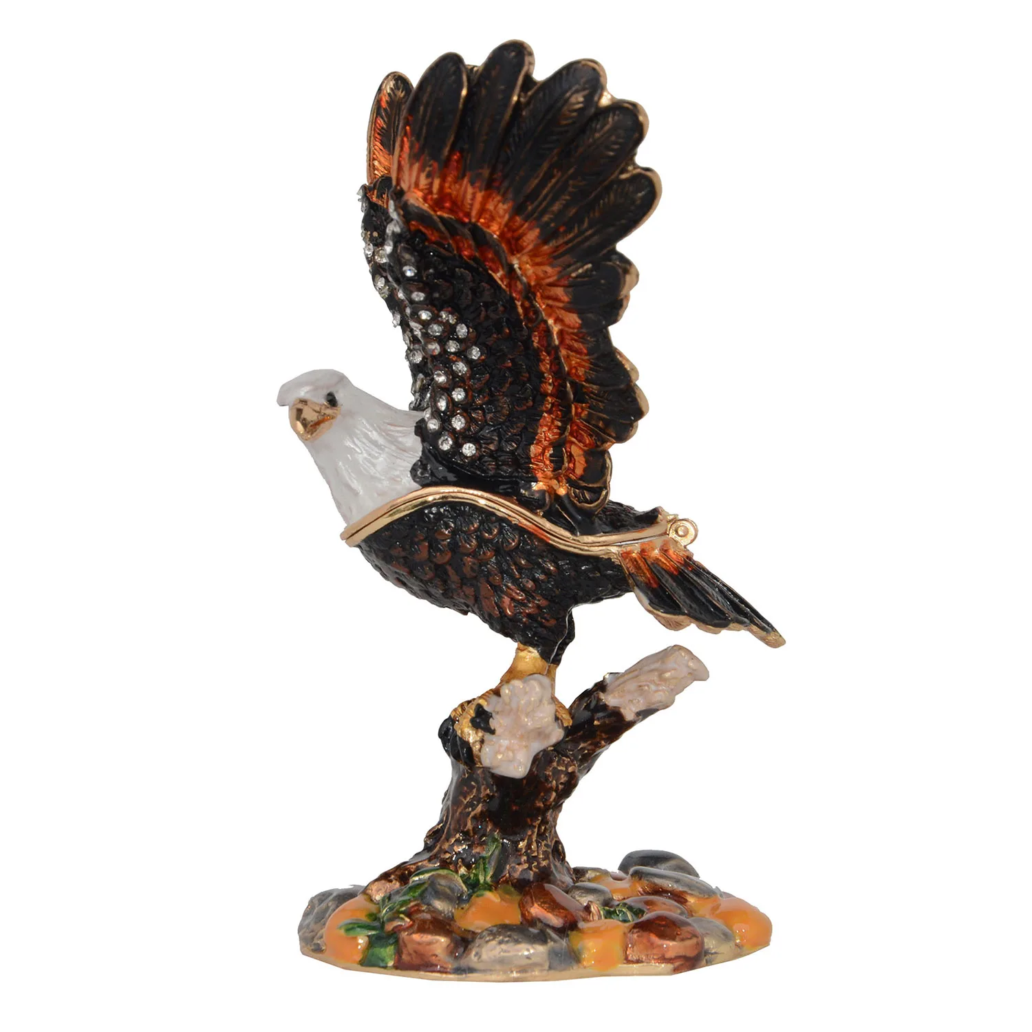 Bald Eagle Trinket Box, Bird Figurine Collectible Novelty Gifts for Lover, Home Decoration, Necklace Holder