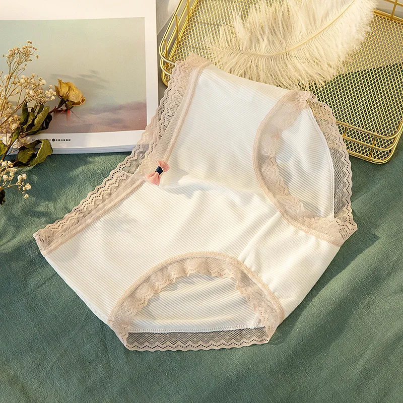 Underwear Women Cute Cotton Girl Panties Female Lace Underpants Mid Waist Sexy Panties Seamless Women\'s Briefs Girl Underpants