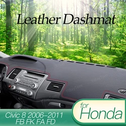 Подходит для Honda Civic Dashboard 2006 2007 2008 2009 2010 2011, кожаный чехол Dashmat Dash Mat Pad Солнцезащитный козырек на приборную панель, ковер