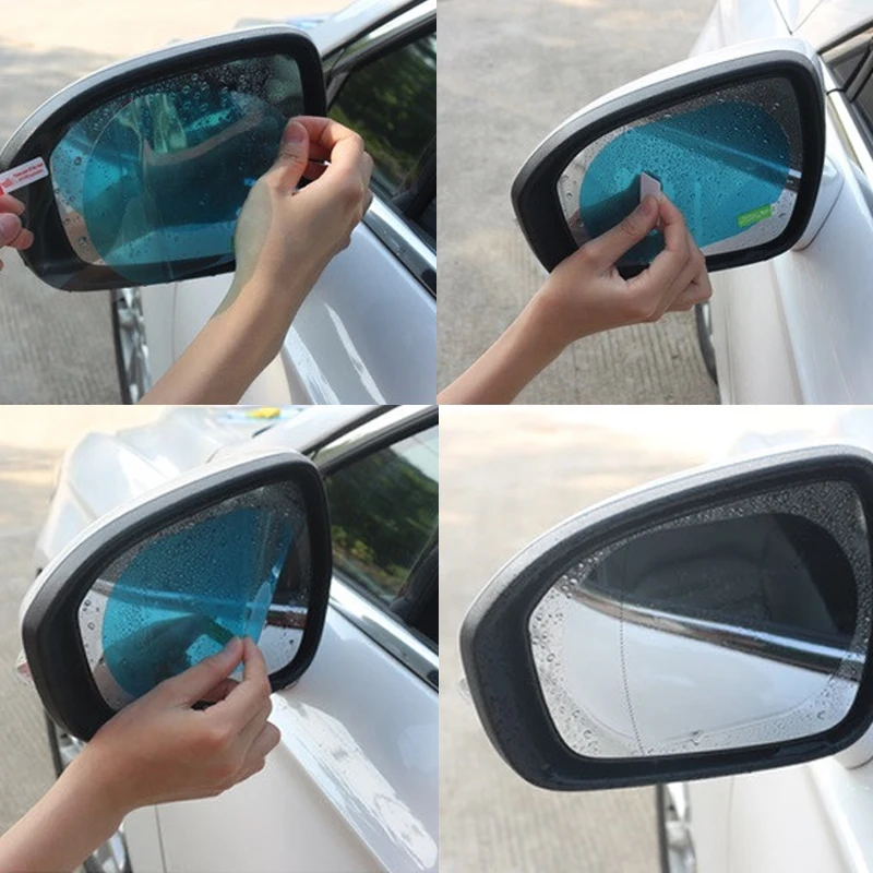 2pcs Rearview Mirror Rainproof Film Reversing Reflective Artifact Anti-fog and Anti-glare Car Decoration Cover Accessories