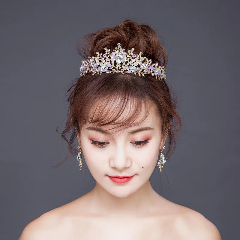 Hàng Mới Về Đầu Vàng Hồng Trang Sức Tiara Phụ Kiện Tóc Cưới Adorno Pelo Novia SQ0257