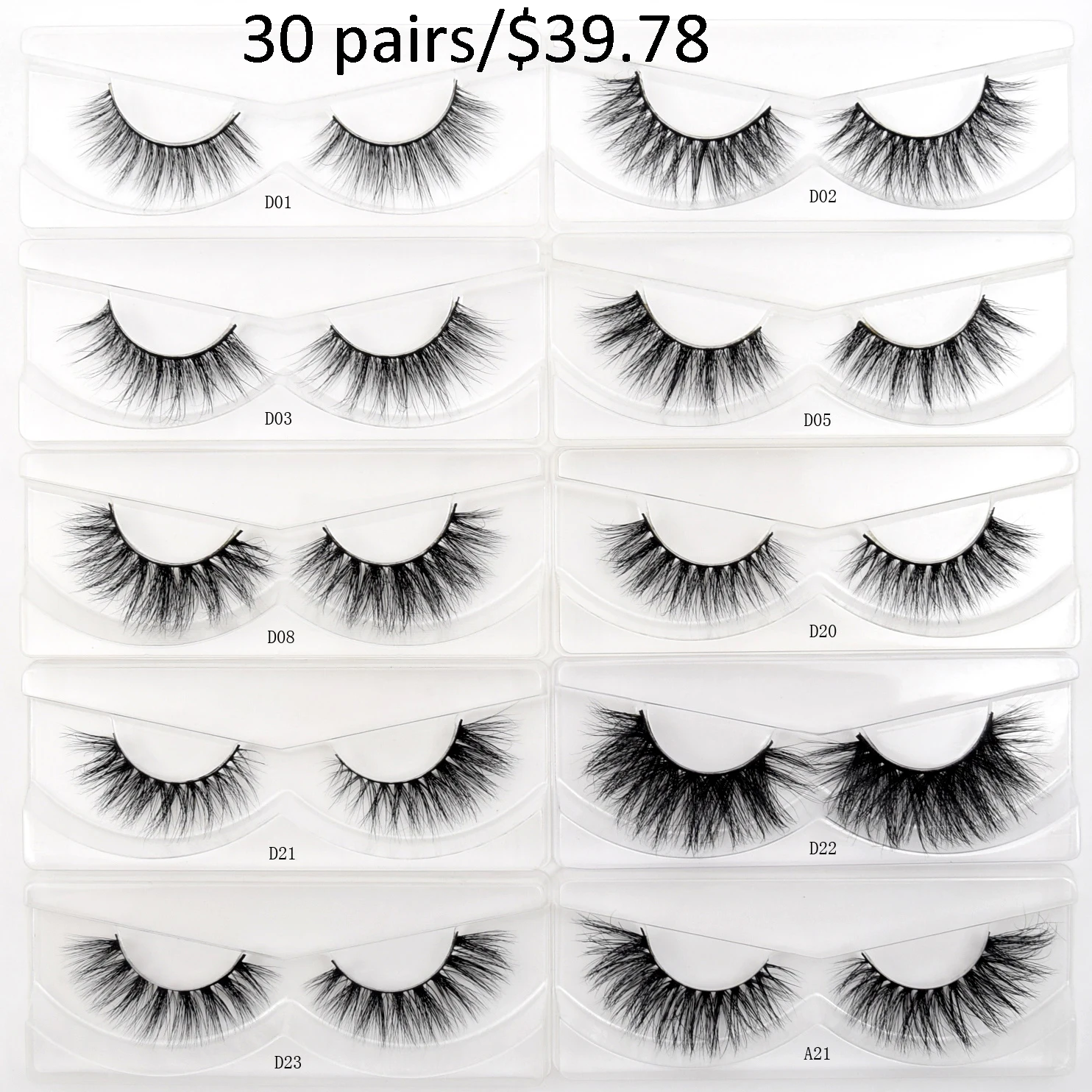 30/40/100/pairs Visofree Mink Eyelashes with Tray No Box Handmade Natural False Eyelashes Full Strip Lashes Reusable Long lashes