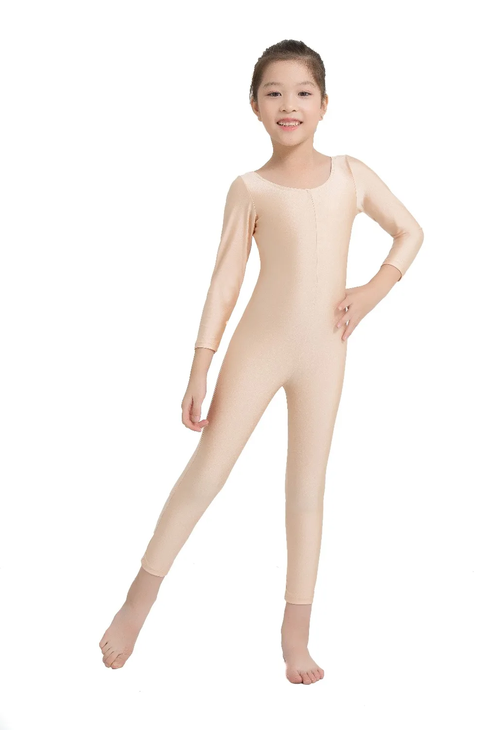 SPEERISE Children Fresh Long Sleeve Unitard Skin Tight Jumpsuit Spandex  Full Body Scoop Neck Ballet Costumes for Kids