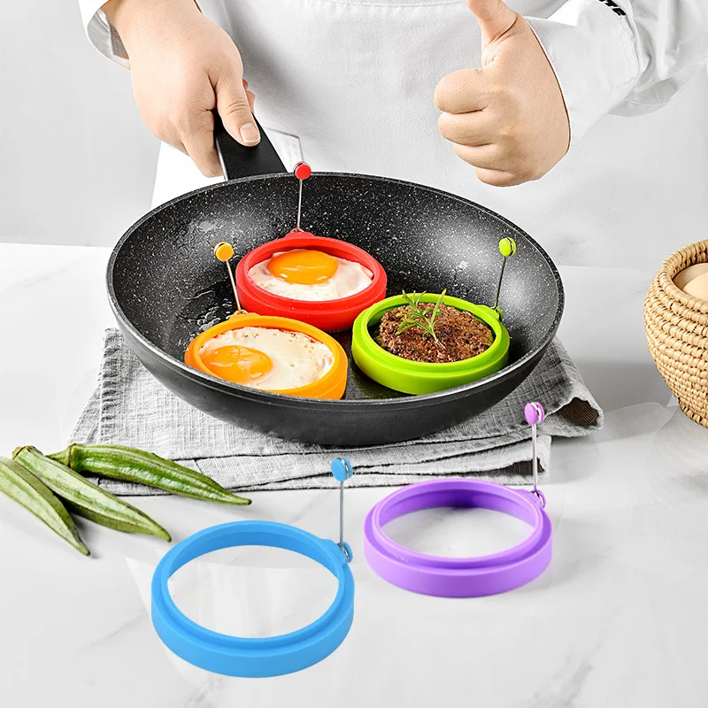 2Pcs Large Breakfast Omelette Fried Egg Molds Food Grade Silicone Egg Pancake Ring Mould Cooking Frying Egg Mould Kitchen Gadget