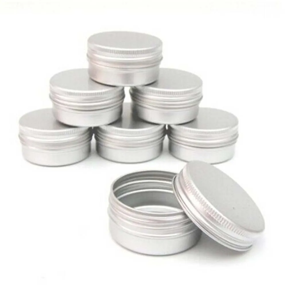 5/10/15/30/50g Small Tin Box Mini Metal Box Storage Empty Pot Plain Refillable Bottle Container Screw Top Cosmetic Storage Jars