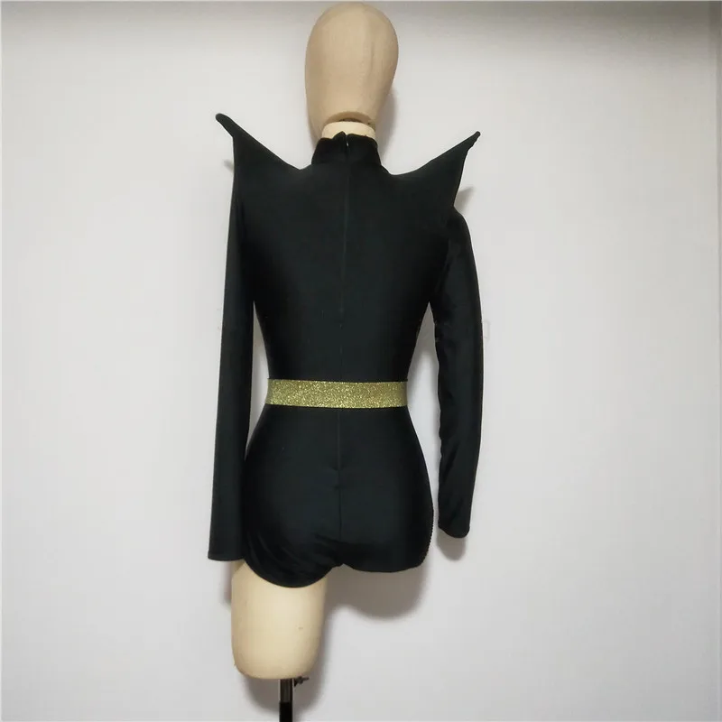 레드 블랙 플라이 숄더 스테이지 바디 슈트 여성 DJ 가수 댄서 섹시한 무대 착용 재즈 댄스 레오타드 나이트 클럽 공연 의상